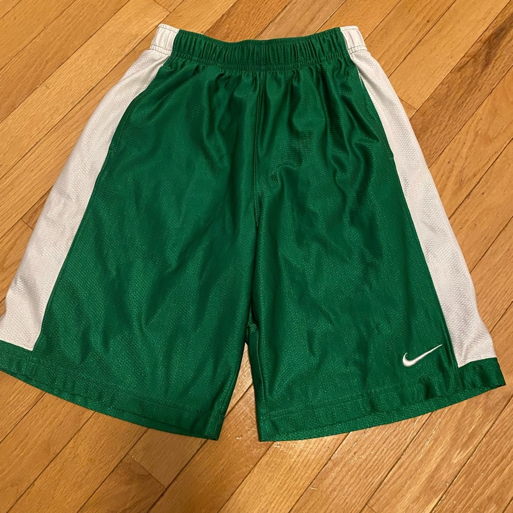 Nike Green Mesh Basketball Shorts with White Panels